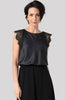 Sleeveless woven top with lace black by Liverpool