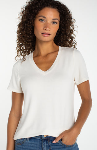 Short sleeve v neck French cream by Liverpool