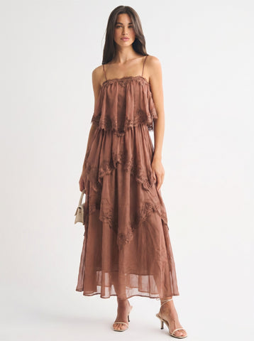 Layered tiered midi brown by Lena