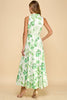 Leaf print maxi with belt by TCEC