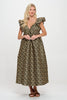 Gold daisy jacquard maxi dress by Meet Me in Santorini
