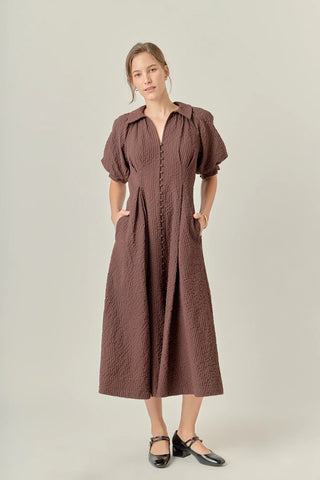 Brown shirt midi dress by English Factory