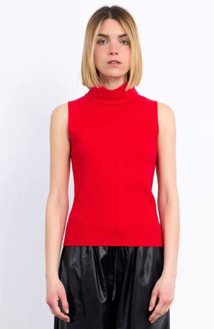 Sleeveless turtleneck sweater red by Molly Bracken