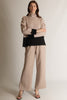 Butter modal color block mock neck top taupe by P. Cill