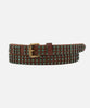 Leather belt with turquoise patina studs cognac by Amsterdam Heritage