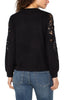 Long sleeve crew neck lace inset knit top black by Liverpool