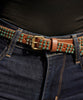 Leather belt with turquoise patina studs cognac by Amsterdam Heritage