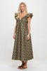 Gold daisy jacquard maxi dress by Meet Me in Santorini