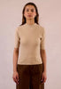 Short sleeve mock neck sweater beige by Molly Bracken