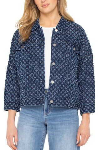 Crop easy trucker jacket laser pinhole by Liverpool