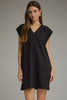 Cap sleeve v neck mini dress black by Entro