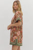 Brown fall floral mini dress by Entro