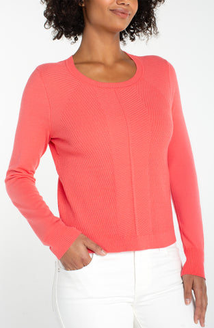 Long Sleeve Crew Neck Sweater Sunset Coral by Liverpool