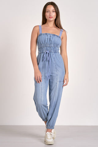Tank strap denim jumpsuit by Elan