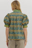 Green tulip puff sleeve top by Entro