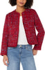 Collarless jacket frayed hem red multi by Liverpool