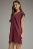 Cap sleeve v neck mini dress burgandy by Entro