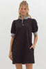 Casual dress with seersucker collar and sleeve black by Entro