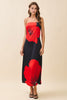 Black red flower maxi dress