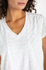 Short sleeve v neck knit top miter detail white by Liverpool