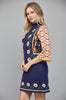 Navy and floral high neck knit sweater dress by fate