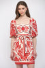 Geo and tropical print linen mini dress