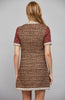 Lurex mixed tweed dress with contrast trim sand wine by Fate