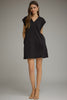 Cap sleeve v neck mini dress black by Entro