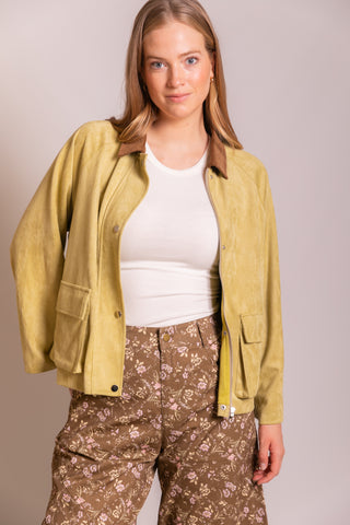 Corduroy collar suede jacket pistachio by Before You