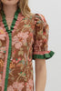 Brown and pink floral blouse by Entro