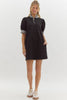 Casual dress with seersucker collar and sleeve black by Entro