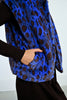 Royal blue animal print fur vest by Molly Bracken