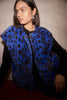 Royal blue animal print fur vest by Molly Bracken