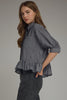 Navy tan check print top by Entro