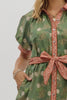 Olive floral midi rust trim by Entro