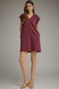 Cap sleeve v neck mini dress burgandy by Entro