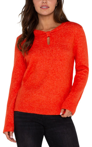 Long sleeve cut out bow neck sweater orange by Liverpool