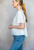 Contrast knit and poplin asymmetrical blouse by Before You