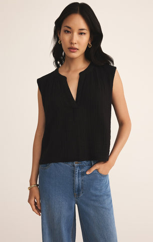 Cliffside vneck airy top black by Z Supply