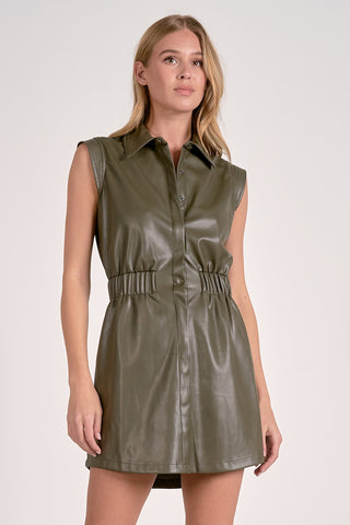Pine faux leather dress by Elan