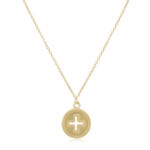 16” necklace signature cross gold disc by Enewton