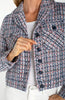 Button front jacket navy multi plaid by Liverpool