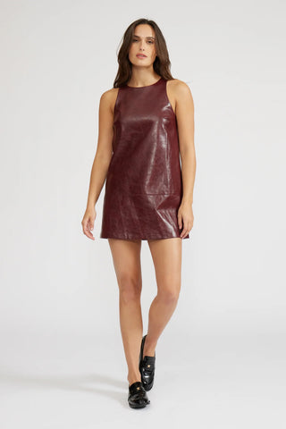 Onyx faux leather dress burgundy by Lucy Paris