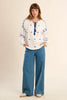 White gauze embodied blouse