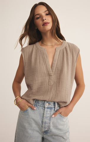 Cliffside vneck airy top iced coffee by Z Supply