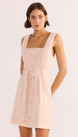 Dahlia denim panel mini dress by Mink Pink