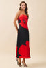 Black red flower maxi dress