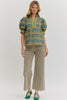 Green tulip puff sleeve top by Entro