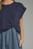 Navy sweater and gingham dress set by Entro