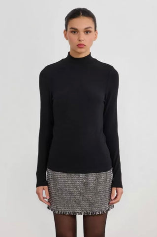Mock neck long sleeve top black by Molly Bracken